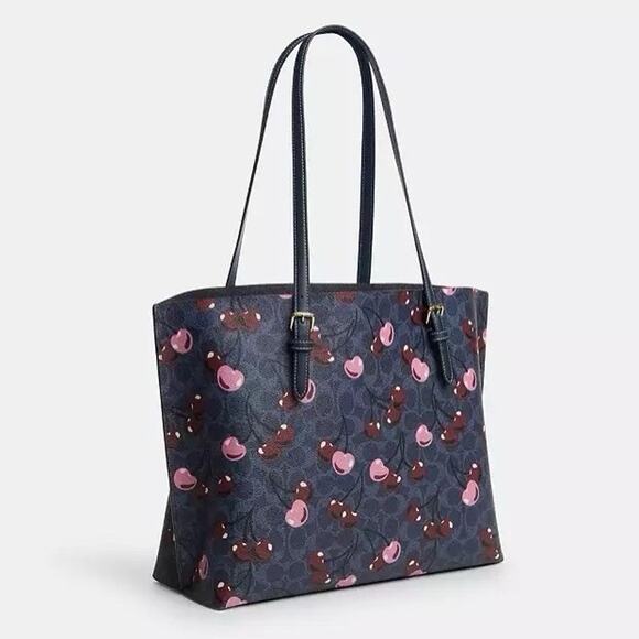 NWT Coach Mollie Tote In Signature Canvas With Cherry Print CAA73 - Picture 8 of 11